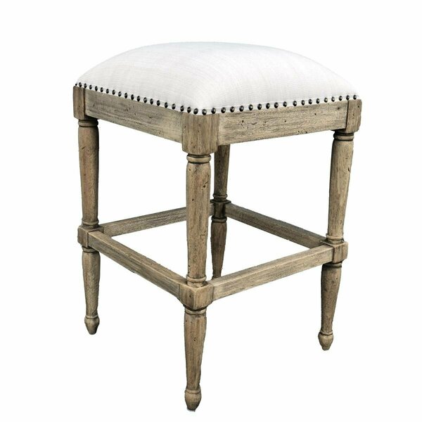 Afd Home Farmhouse Backless Wood Counter Stool Natural & White 12018171